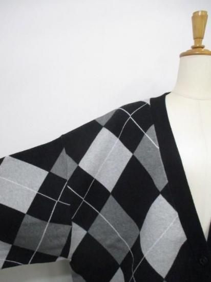 送料無料 アヤン ayane アーガイルニットカーディガン 896124 アーガイル ニット カーディガン ゆったり 体型カバー 柔らかい ファッション BLACK