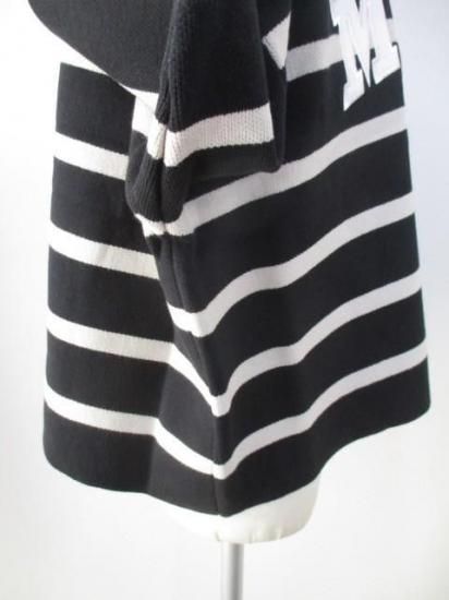 送料無料 マリードール MARIED'OR 綿ポリエステル身巾ワイドワッペンロゴPO 95196 トップス ワッペン ロゴ カジュアル ボーダー スタイルアップ ゆったり BLACK×GREIGE