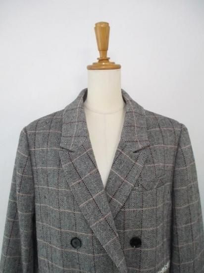 送料無料 エイミーロウ Eimee Law チェックツイードロゴテープジャケット 84489L-2 ジャケット チェック ツイード ロゴテープ 刺繍 アシメデザイン IVORYBLACK