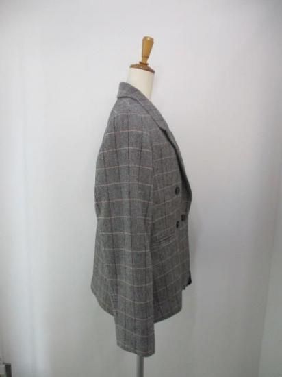 送料無料 エイミーロウ Eimee Law チェックツイードロゴテープジャケット 84489L-2 ジャケット チェック ツイード ロゴテープ 刺繍 アシメデザイン IVORYBLACK