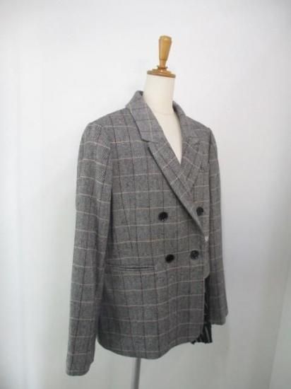 送料無料 エイミーロウ Eimee Law チェックツイードロゴテープジャケット 84489L-2 ジャケット チェック ツイード ロゴテープ 刺繍 アシメデザイン IVORYBLACK