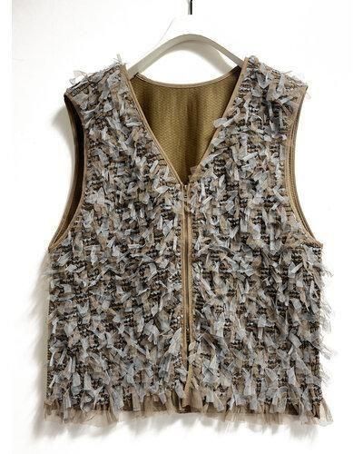 送料無料 シニョン CHIGNON チュールレースドッキングベスト レディース 2026春 PRE-SPRING MOCHA フリー 8556-490NH