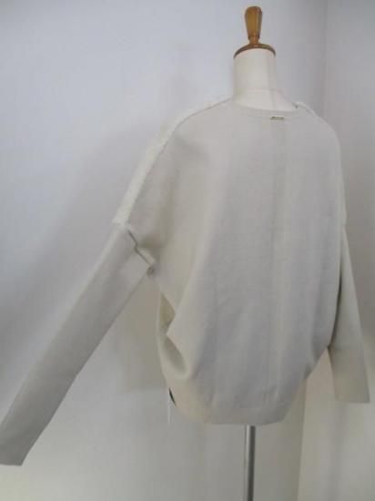 送料無料 マイカアンドディール MICA&DEAL 0125408394 flont poodle v/n p/o ニットプルオーバー 異素材切替 コクーンシルエット ボア 日本製 OFFWHITE