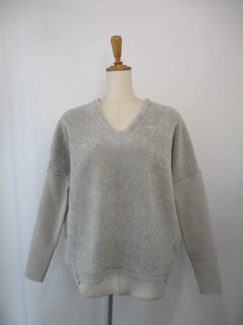 送料無料 マイカアンドディール MICA&DEAL 0125408394 flont poodle v/n p/o ニットプルオーバー 異素材切替 コクーンシルエット ボア 日本製 LTGRAY