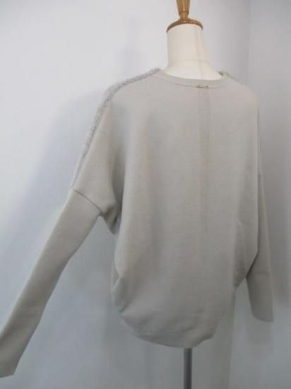 送料無料 マイカアンドディール MICA&DEAL 0125408394 flont poodle v/n p/o ニットプルオーバー 異素材切替 コクーンシルエット ボア 日本製 LTGRAY