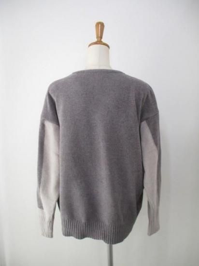 huitieme nid ユイティーム ニ モール配色VネックPO 523818-ベージュ×モカ