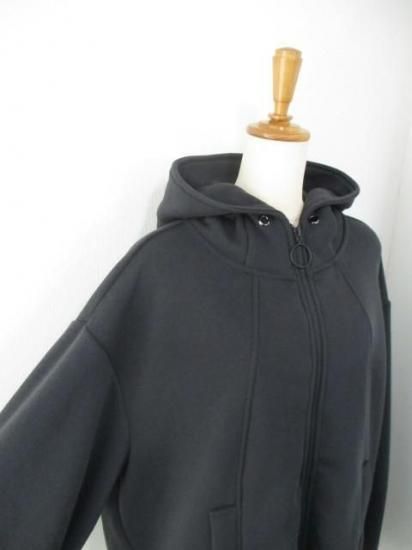 送料無料 アヤン ayane 896110 軽量裏起毛フーディーブルゾン レディース 裏起毛パーカー 軽量アウター 冬 ギャザースリーブ 体型カバー CHARCOAL