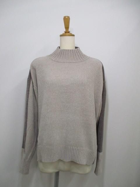 送料無料 ユイティーム ニ huitieme nid モール配色ハイネックプルオーバー レディース ニット 配色 モール糸 ノーチク 523819 BEIGE×MOCHA