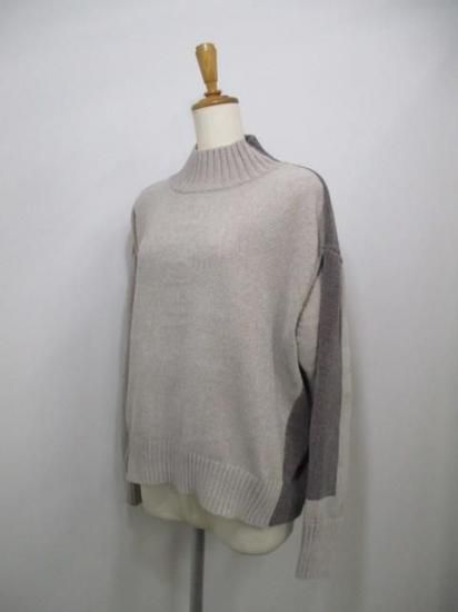 送料無料 ユイティーム ニ huitieme nid モール配色ハイネックプルオーバー レディース ニット 配色 モール糸 ノーチク 523819 BEIGE×MOCHA