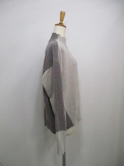 送料無料 ユイティーム ニ huitieme nid モール配色ハイネックプルオーバー レディース ニット 配色 モール糸 ノーチク 523819 BEIGE×MOCHA