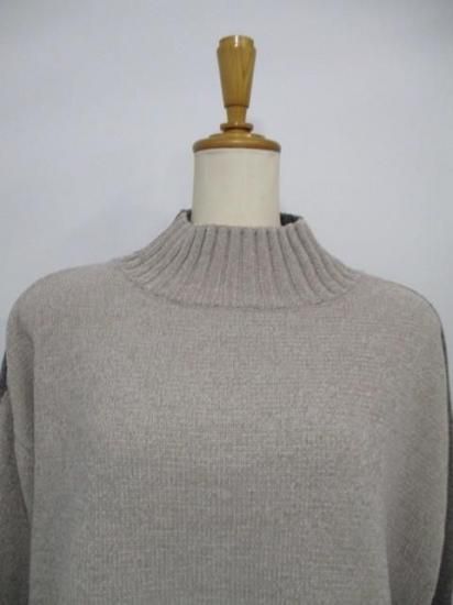 送料無料 ユイティーム ニ huitieme nid モール配色ハイネックプルオーバー レディース ニット 配色 モール糸 ノーチク 523819 BEIGE×MOCHA