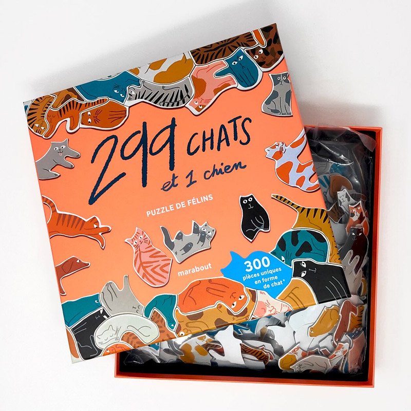 ѥ300ԡ299 CHATS ET 1 CHIEN : PUZZLE DE FELINS LEA MAUPETIT