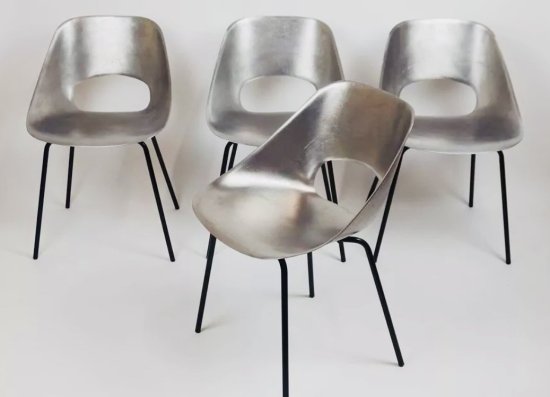 ピエール ガーリッシュ アルミチェア 4脚 チューリップチェア 1950年代 Steiner社 Pierre Guariche Tulip chair  アンティーク ミッドセンチュリー