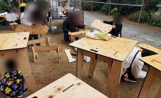 テーブルセット | 自宅パーティーやキャンプに最適！ - 合板家具