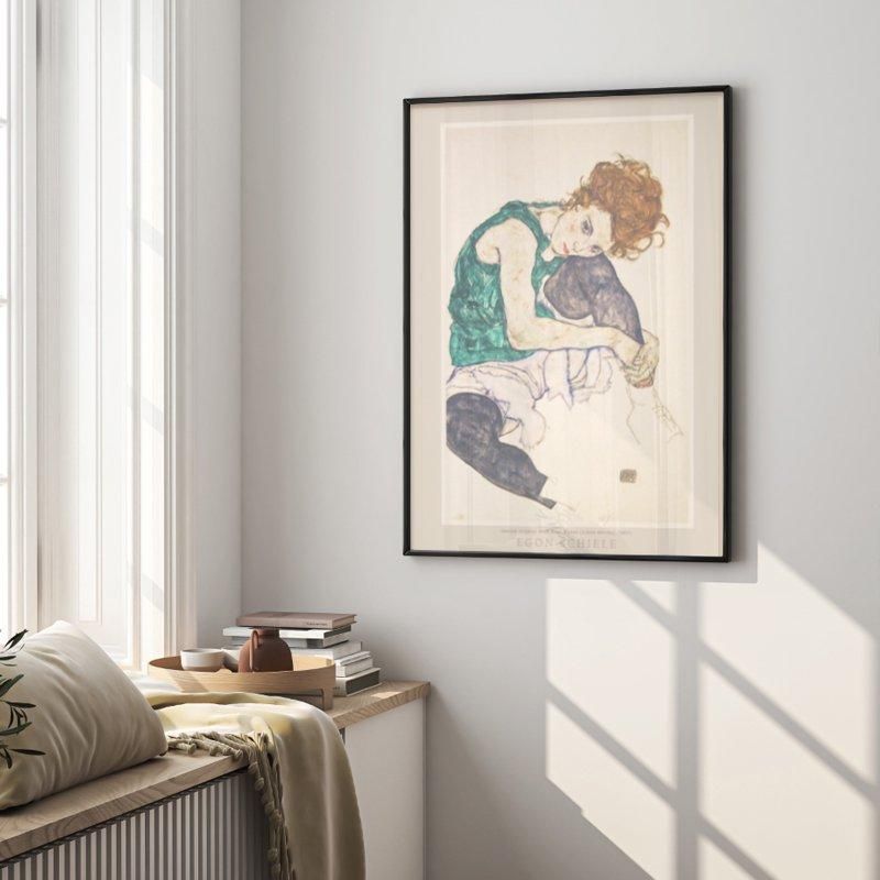 膝を曲げて座る女 | シーレ作品 - ROSSO GRAFICO