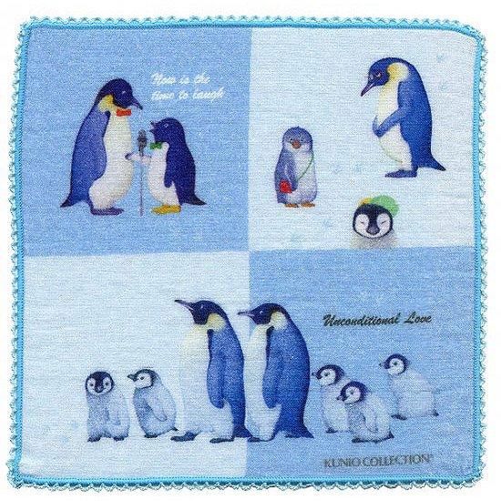クニオコレクションガーゼタオルハンカチ「ペンギン」 - KUNIO