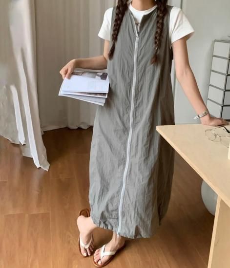 要修正】2color / ジップノースリーブワンピース - Seagull select shop