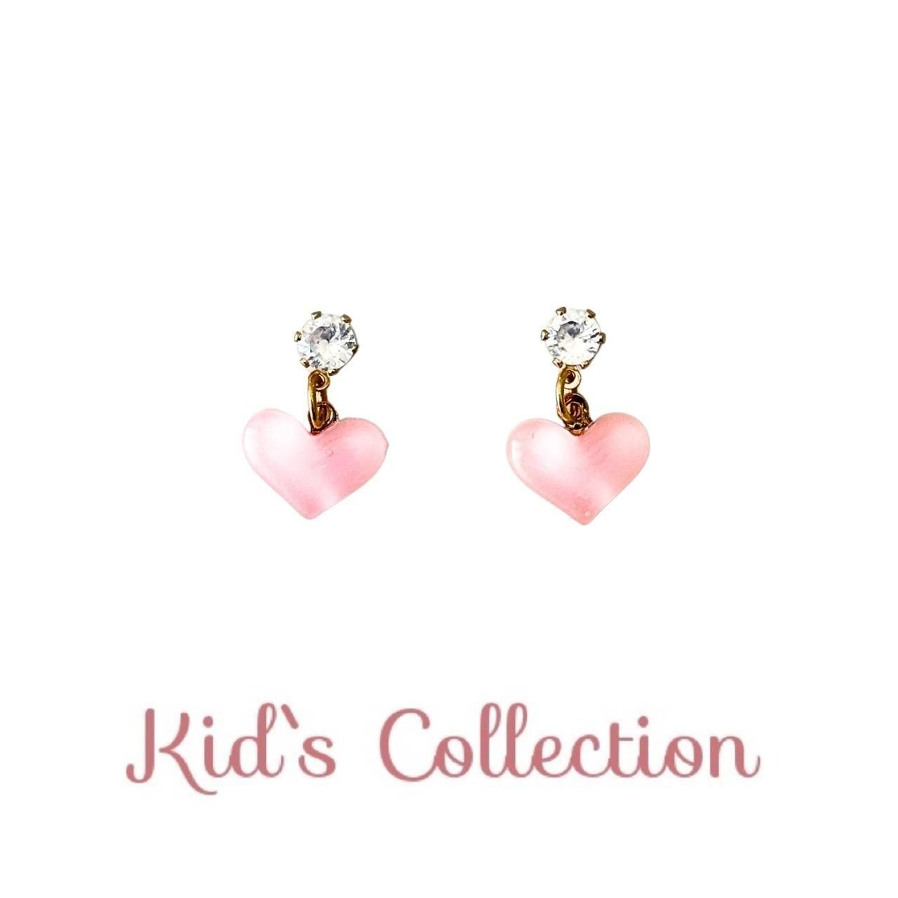 貼るピアス【シール10ペア付】【子供用】プチ ハート ぷっくり /ライトピンク