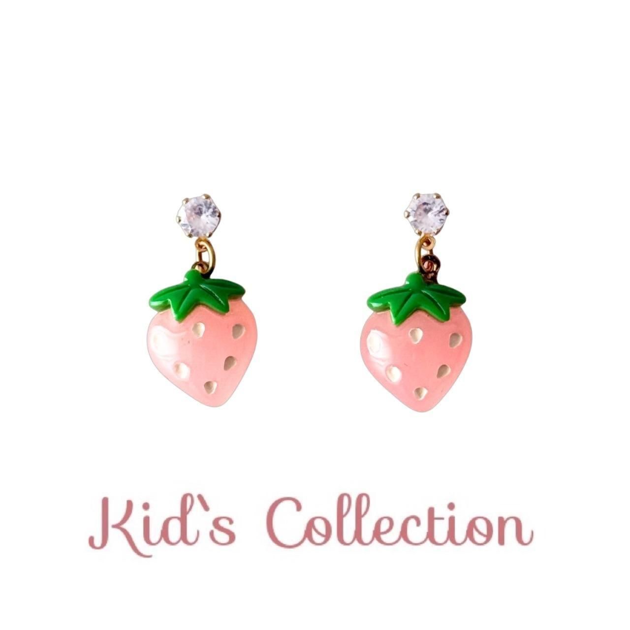 貼るピアス【シール10ペア付】【子供用】プチ いちご /ピンク