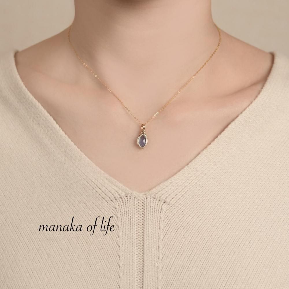 バイカラー タンザナイト ペンダントトップ ワイヤーラッピング