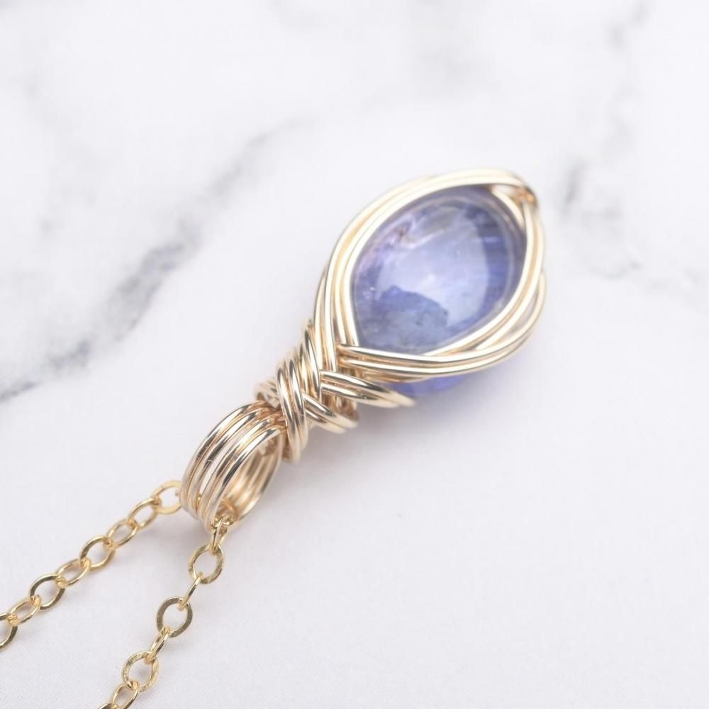 バイカラー タンザナイト ペンダントトップ ワイヤーラッピング