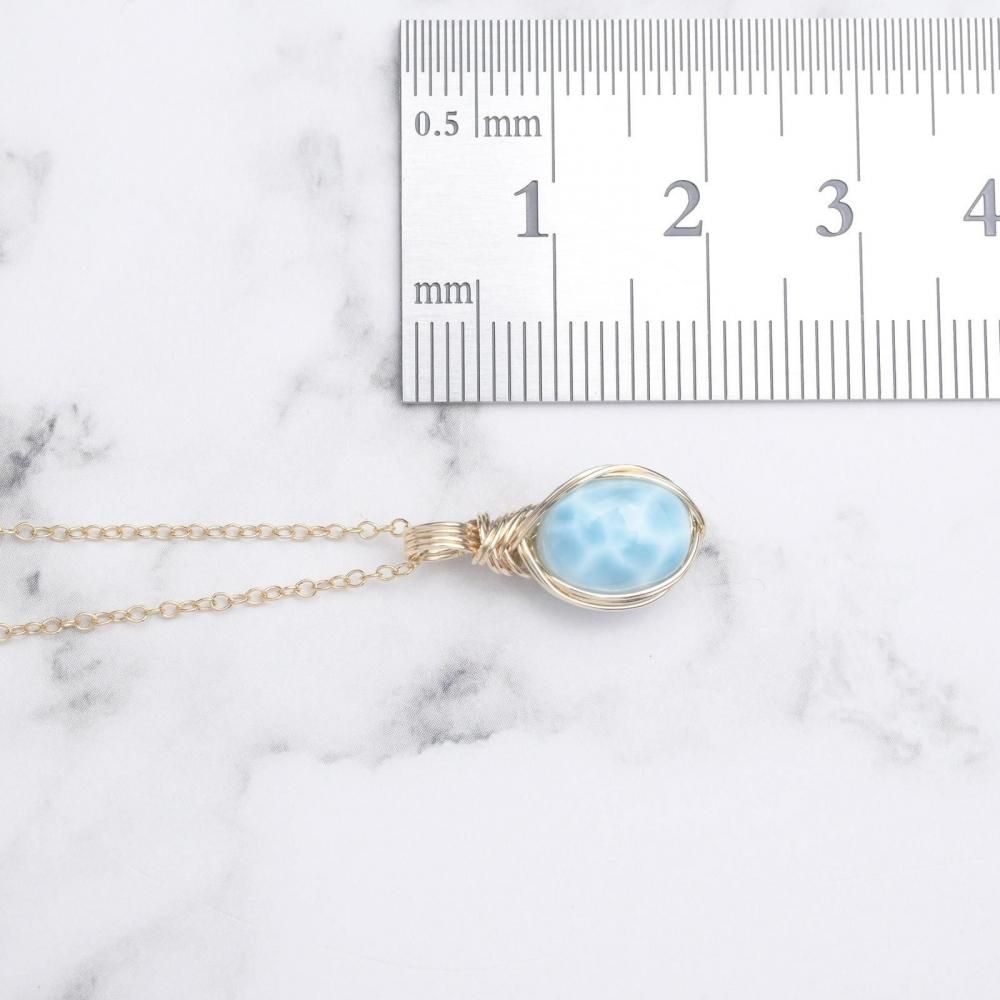 ラリマー ワイヤーラッピングネックレス ラリマー ワイヤーラッピングペンダントトップ （天然石