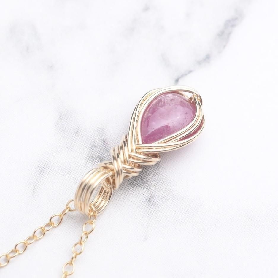 スタールビー ペンダントトップ ワイヤーラッピング 14kgf