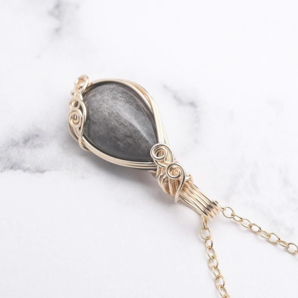 0905122  ラスト❗️セール❗️パープル天然黒曜石狐ネックレス 0905122 ラスト❗️セール❗️パープル天然黒曜石狐ネックレス