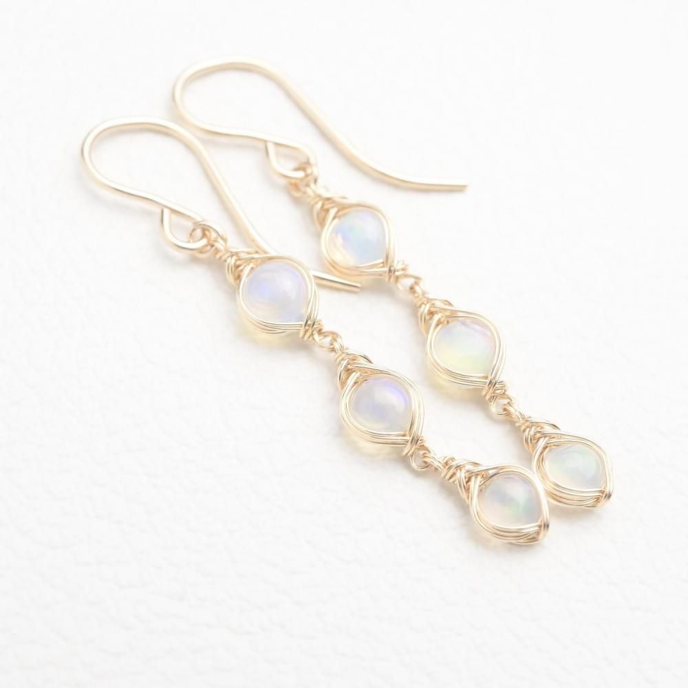 オパール ピアス ワイヤーラッピング 14kgf 天然石 | 天然石