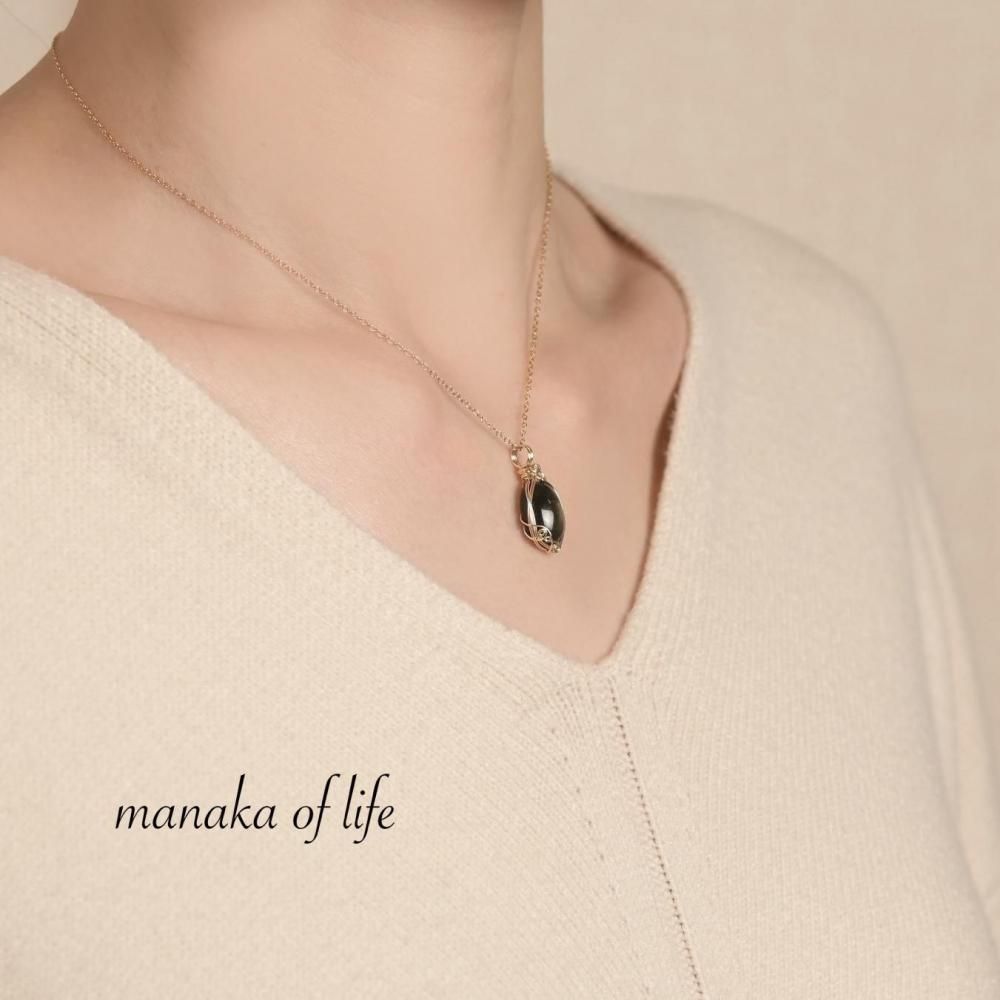 18K金メッキ黒曜石のネックレスです-昨年購入しました b2f48a18bfc571686399b263c427f3