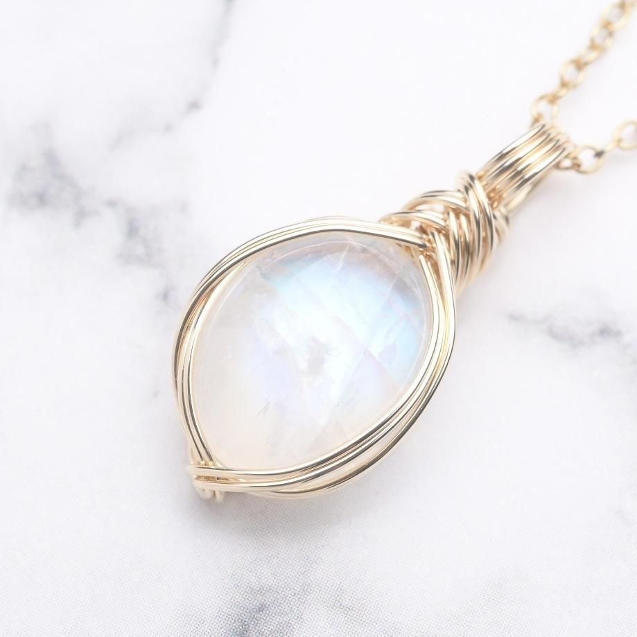 ムーンストーン ワイヤーラップペンダント ワイヤーラップペンダント／ブルームーンストーン - 貴石工房