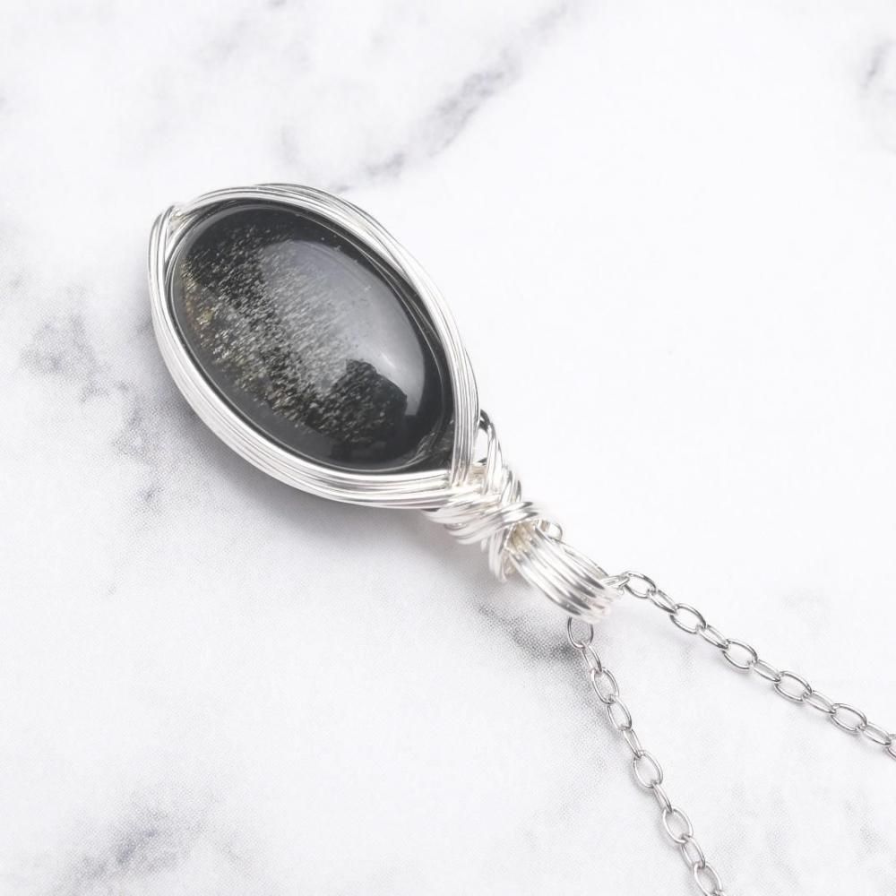 黒曜石 3点　民芸品 天然ゴールデンオブシディアン製　 マヤ/アステカ/インカ ゴールデンオブシディアン 黒曜石 ペンダントトップ ワイヤー