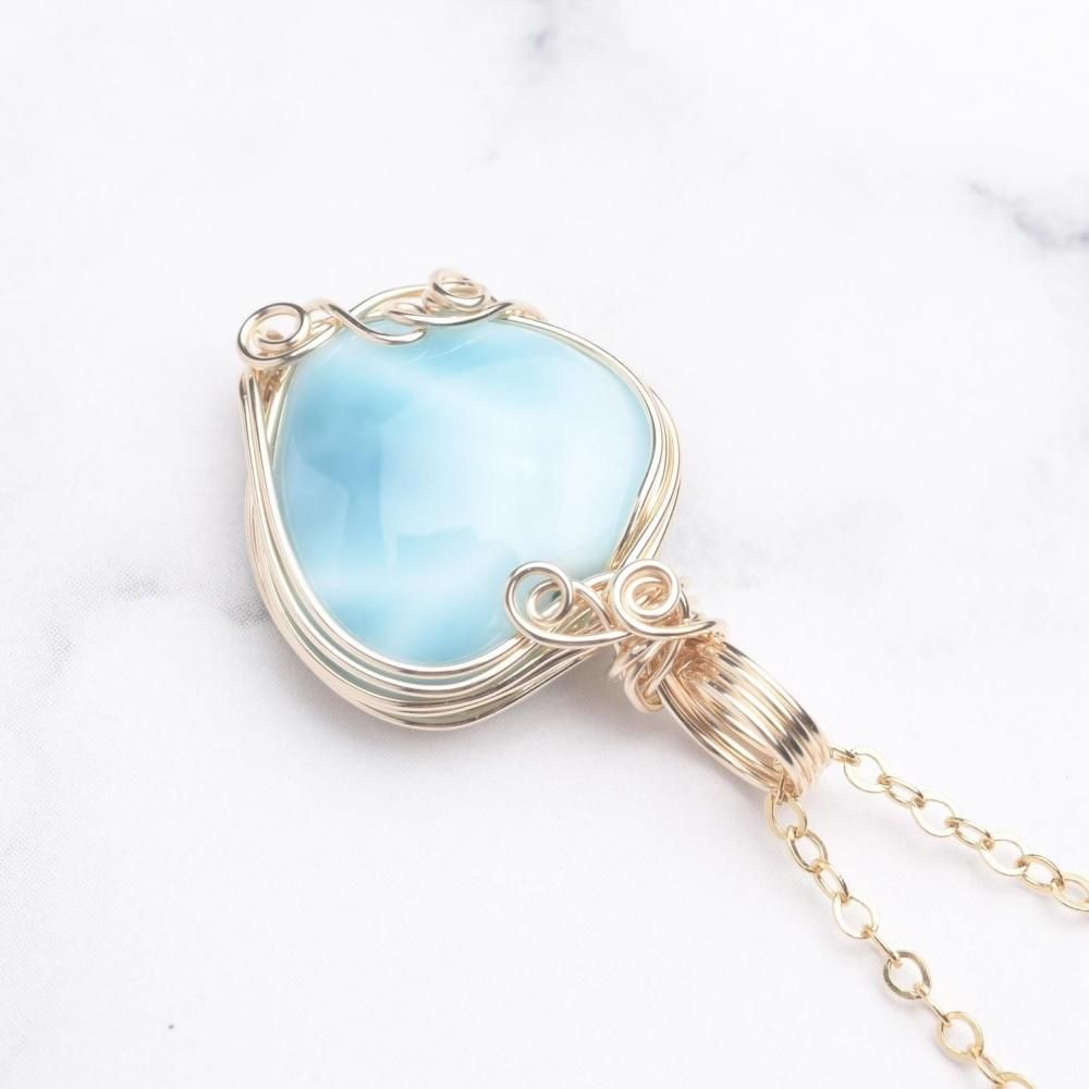 高品質 特大ラリマー ハート ペンダントトップ ラリマー ネックレス