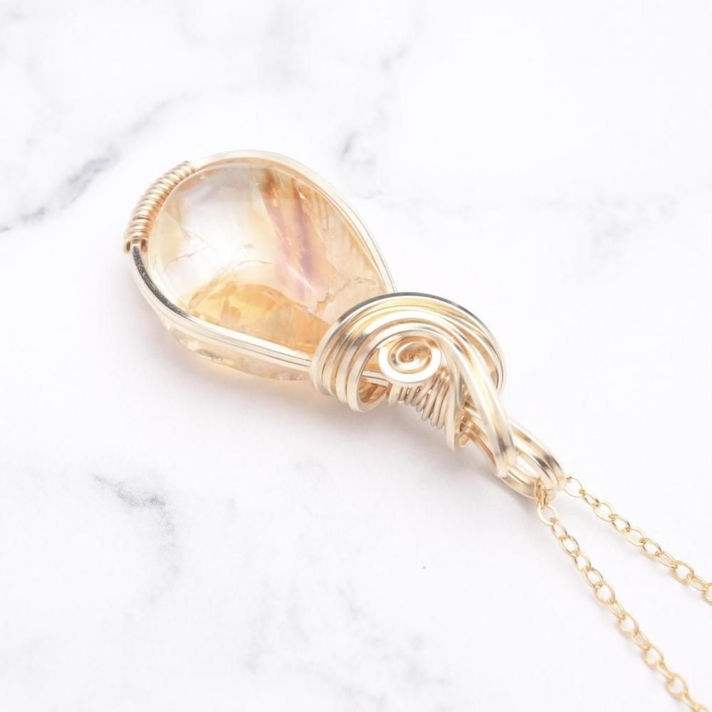 ファントムシトリン ペンダントトップ ワイヤーラッピング