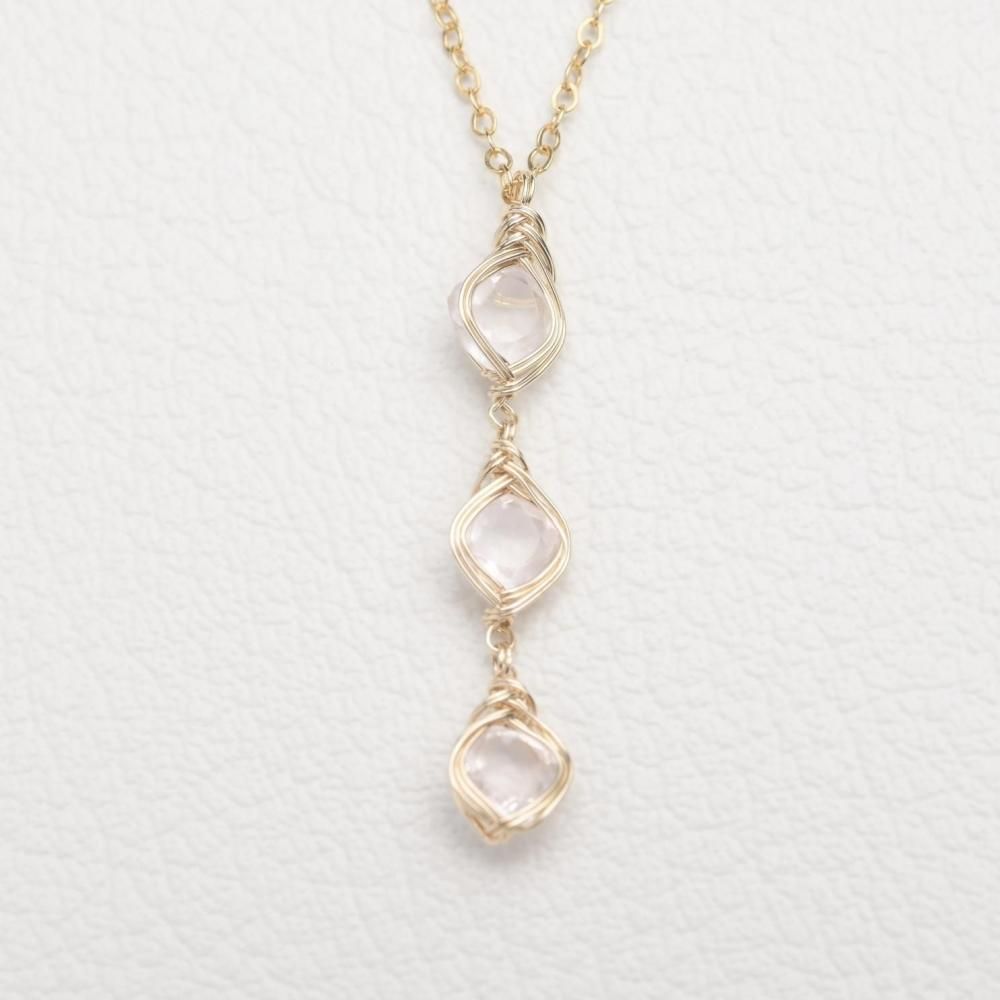 インカローズ✴ワイヤーラッピングネックレス インカローズ ペンダントトップ ワイヤーラッピング ネックレス