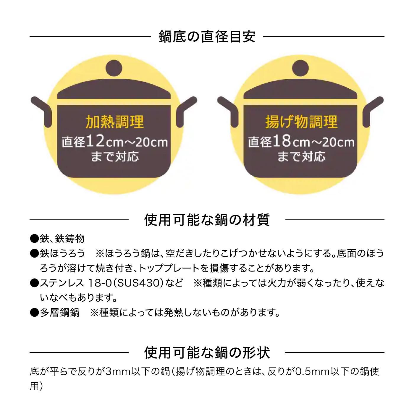 2口ビルトイン IHクッキングヒーター 使用可能な鍋