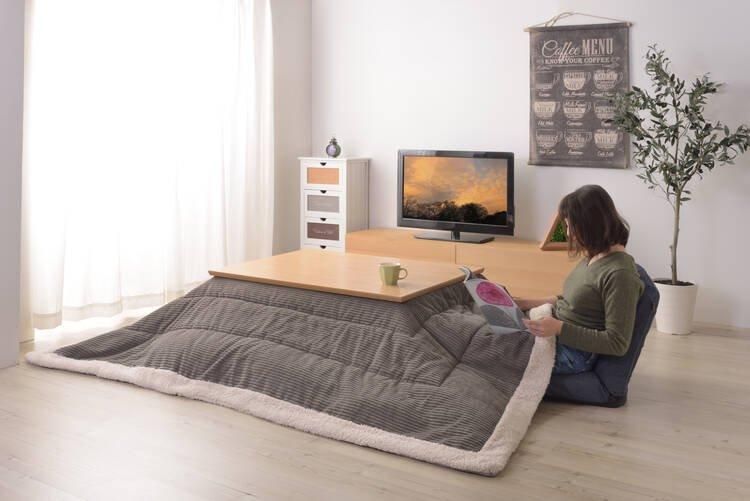 天然木 シンプル格好いいフラットヒーターコタツテーブル