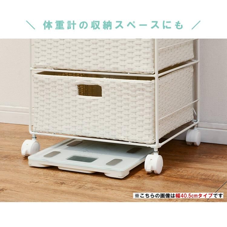 洗面所に湿気に強い人工ラタン ランドリーチェスト 4段