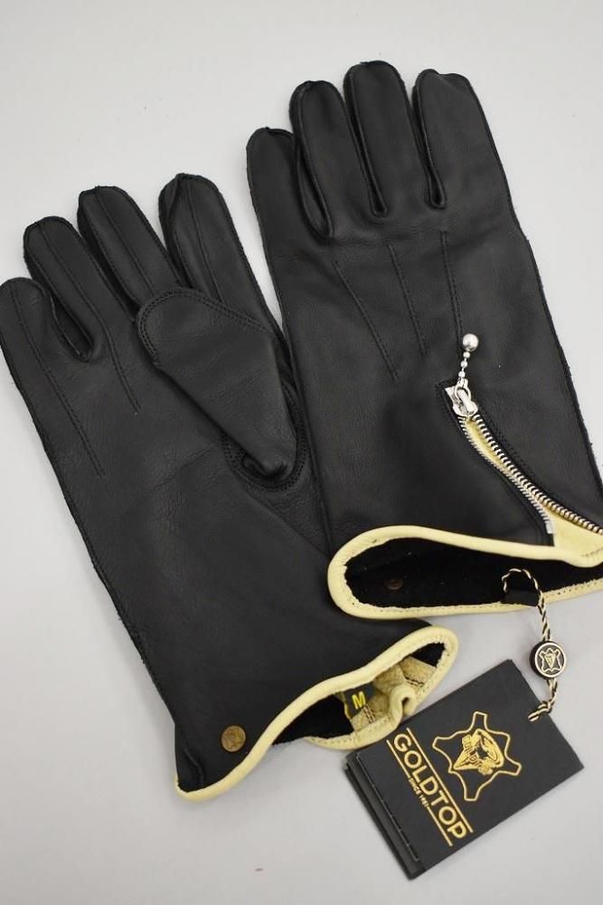 �ѹ� ��GOLDTOP�ס�Zipped Unlined Cafe Racer Gloves�� TanTrim �ܳץ��ե��졼�����������֡�΢��̵�� �����ȥե��å�