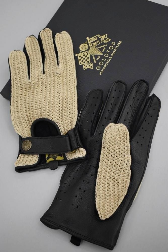 SB �ѹ� ��GOLDTOP�� ��Deerskin Leather String Back Driving Gloves�� Black ���ץɥ饤�ӥ󥰥�������