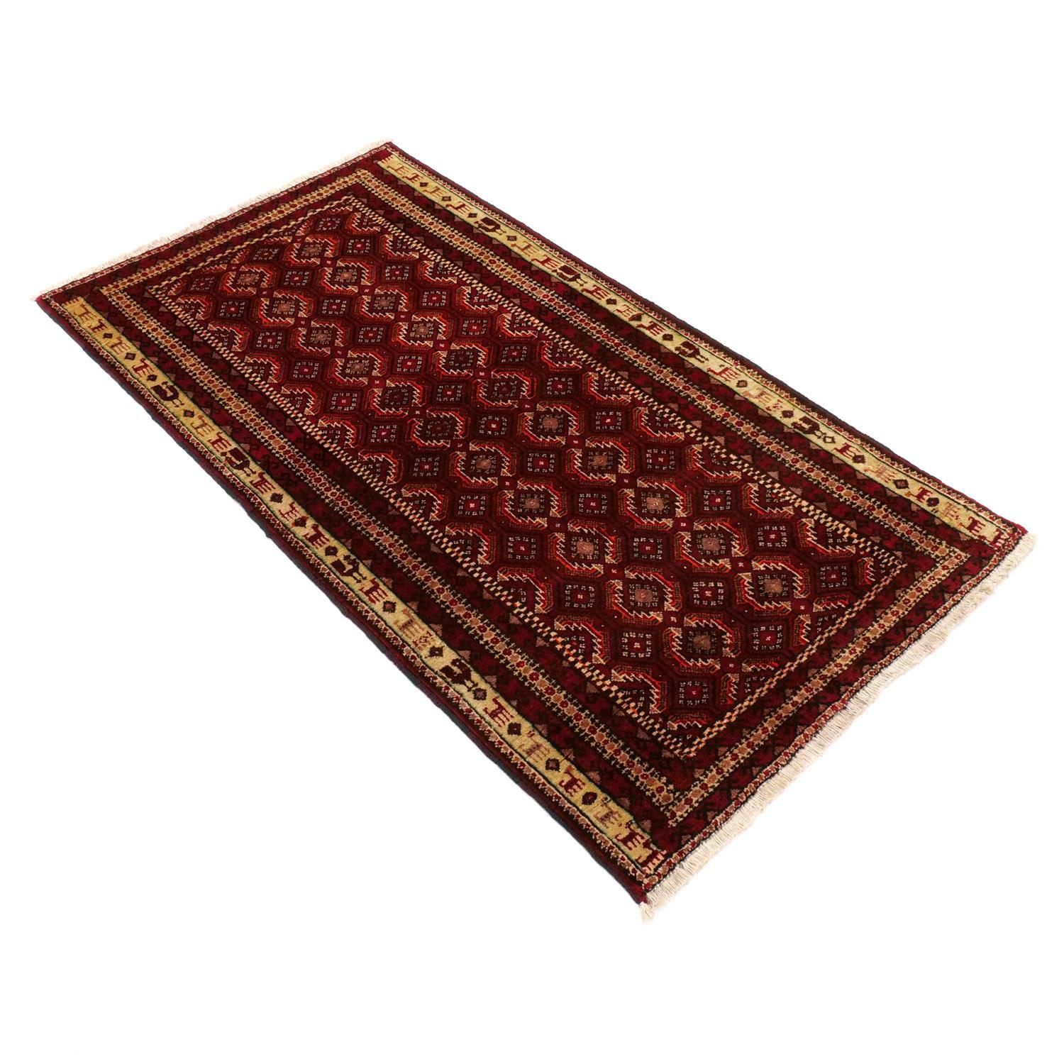 大型ヴィンテージラグ　ペルシャ絨毯　ウール　(310×104cm) 赤　茶　黒 バルーチ ラグ | セミアンティーク - vintagecarpet