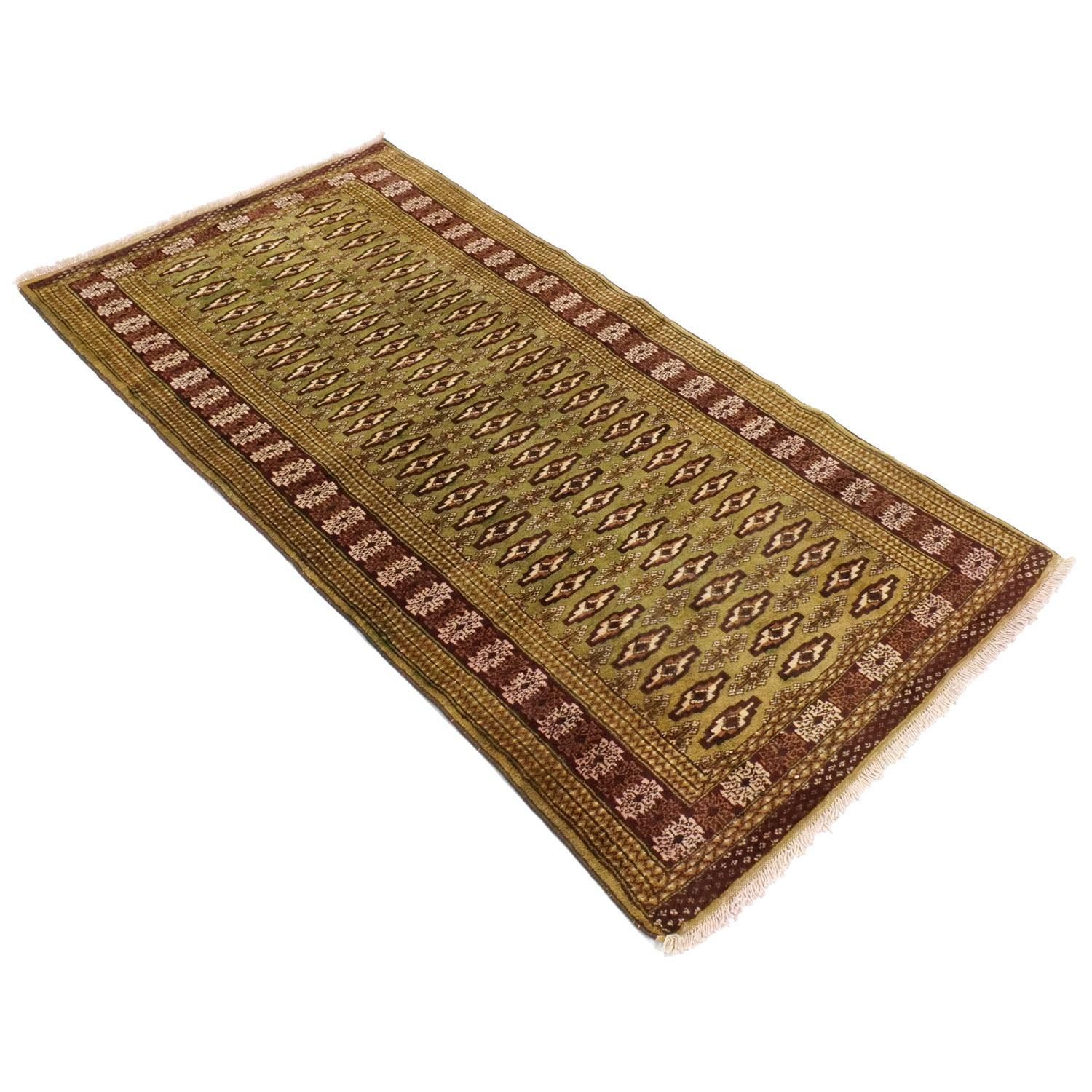 トルクメン絨毯 1970年代 | 手織り緑色 - vintagecarpet