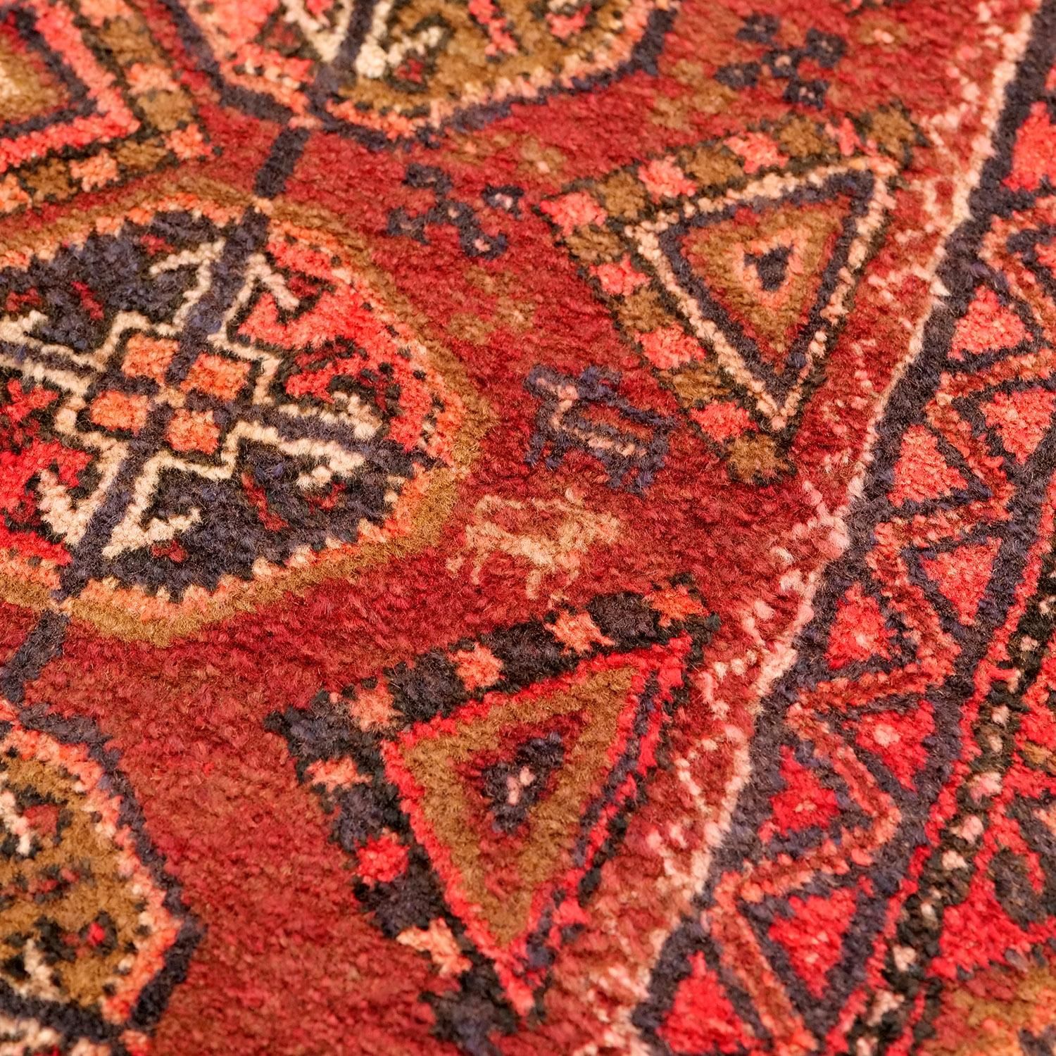 大型ヴィンテージラグ　ペルシャ絨毯　ウール　(310×104cm) 赤　茶　黒 ◇美品 ヴィンテージラグ ペルシャ絨毯 ウール カーペット ラグ