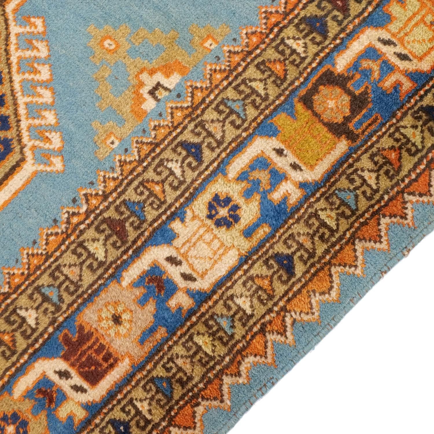 1970年代 トルコヴィンテージラグ くすみオレンジ×アイボリー×ブルー トルコ絨毯 ヴィンテージラグ 168×249cm (TRE8957