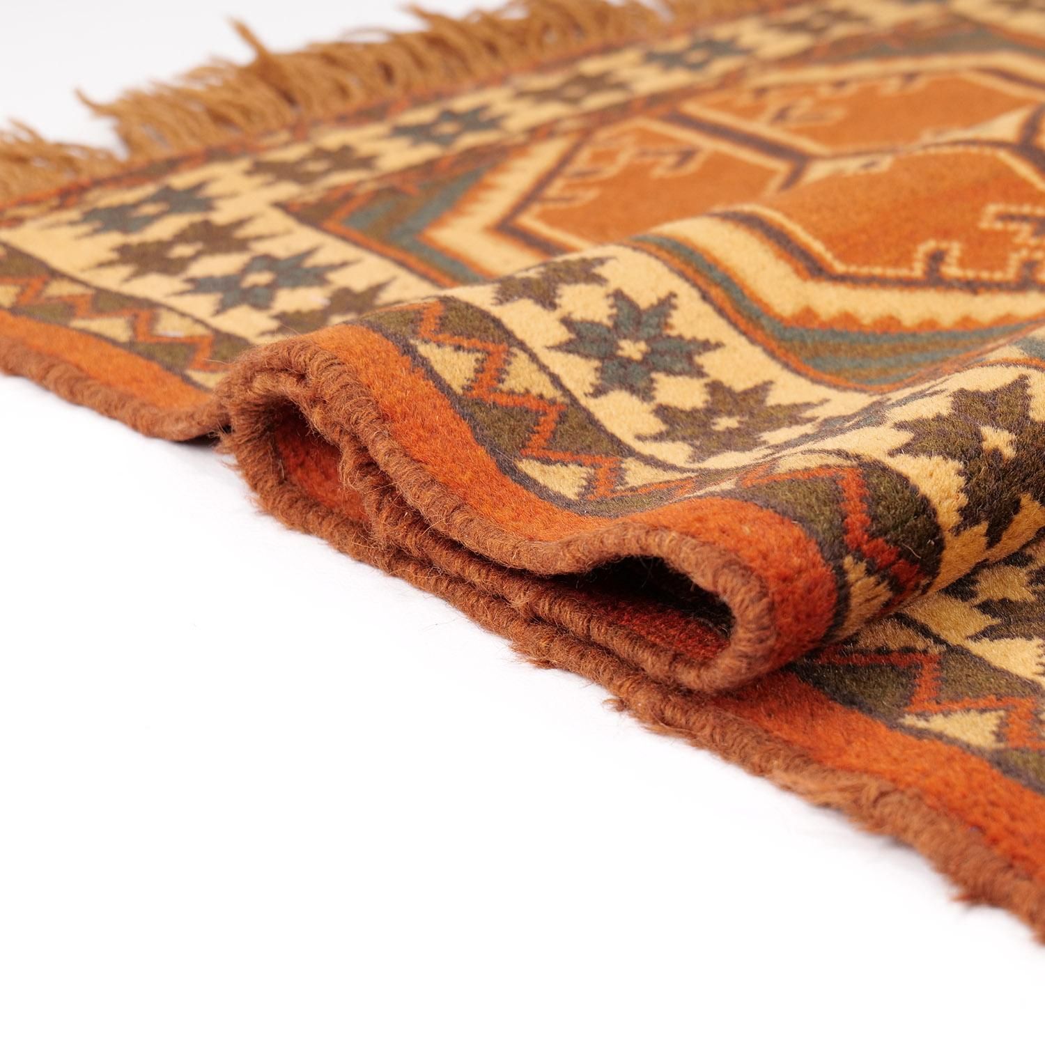 トルコ ヴィンテージラグ A79 大判 オレンジ ターコイズ ネイビー トルバトジャムラグ | 1950年代 - vintagecarpet-アンティーク