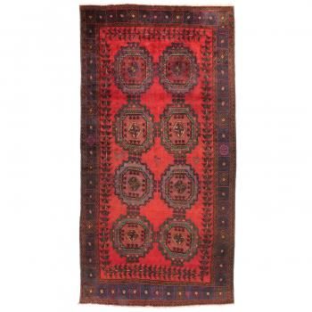大型ヴィンテージラグ　ペルシャ絨毯　ウール　(310×104cm) 赤　茶　黒 大型ヴィンテージラグ ペルシャ絨毯 ウール (310×104cm) 赤 茶