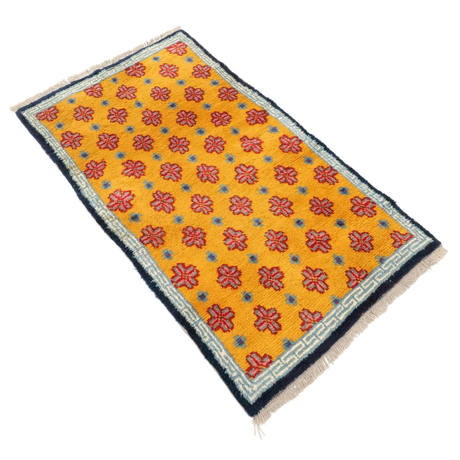 チベットアンティークラグ | 1940年代 - vintagecarpet-アンティーク