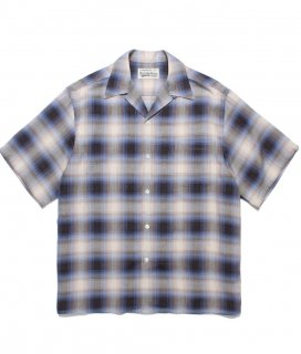 WACKO MARIA OMBRE CHECK OPEN COLLAR SHIRT S/S ( TYPE-1 ) / Blue