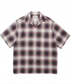 WACKO MARIA OMBRE CHECK OPEN COLLAR SHIRT S/S ( TYPE-1 ) / Purple