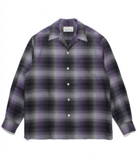 WACKO MARIACHECK OPEN COLLAR SHIRT  purple
